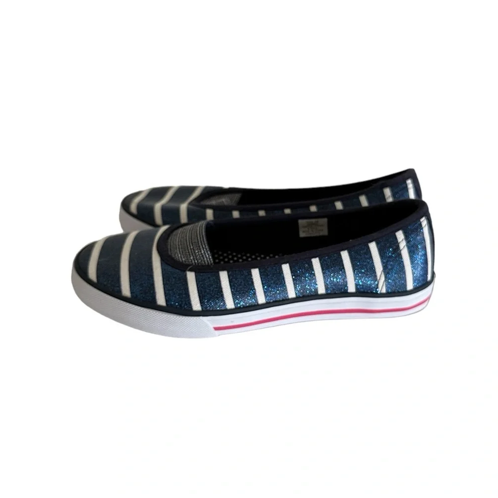 Hanna Andersson Mimmi Sneaker Navy Stripe Slip On Flats‎ Size 3